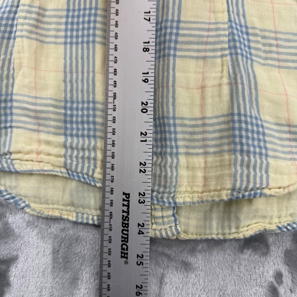 American Eagle Womens Plaid Snap Front Western Gauze Shirt Yellow Blue Size 10 - Picture 3 of 15